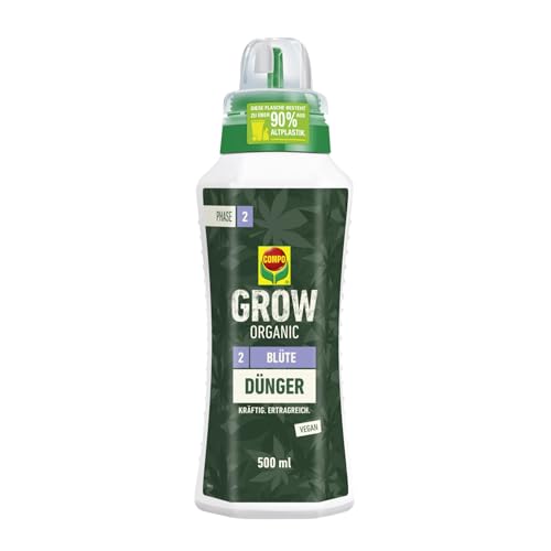 COMPO GROW ORGANIC Blüte Dünger für Spezialkulturen - Dünger für Indoor & Outdoor - Spezialdünger für die Blütephase - organisch - 500ml, braun