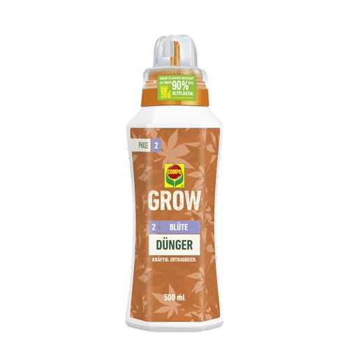 COMPO GROW Blüte Dünger für Cannabispflanzen - Cannabis Dünger, Hanfdünger für Indoor & Outdoor - Spezialdünger für die Blütephase - mineralisch - 500 ml, grün