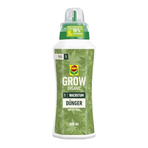 COMPO GROW ORGANIC Wachstum Dünger für Spezialkulturen - Dünger für Indoor & Outdoor - Spezialdünger für die Wachstumsphase - organisch - 500ml, braun