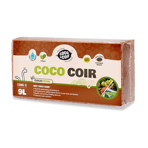 Coco&Coir 650g (9L) Kokoserde | Blumenerde aus Kokosfaser | Kokostorf | Kokoseinstreu Bodengrund für Reptilien | 100% natürlich | Terrariensubstrat aus Kokoserde | Kokoshumus
