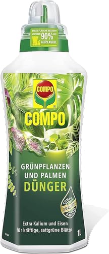 COMPO Grünpflanzendünger und Palmendünger – Spezial-Flüssigdünger für alle Zimmer-, Balkon- und Terrassenpflanzen – 1 Liter