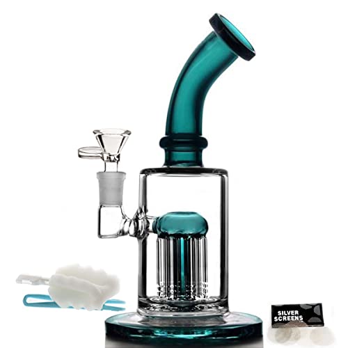 Glasbong mit Tornado-Perkolat, Green Bong Wasserbongs mit 14,5 mm Bong Bowl Glaspfeife zum Räuchern von Wasserpfeifen, Reinigungsbürste (Green Bong)