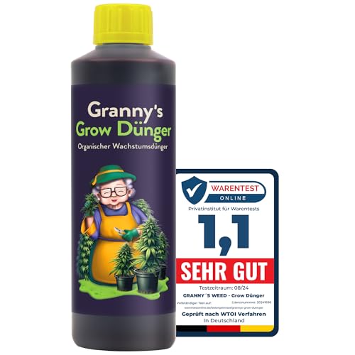 GRANNY’S ® Grow-Dünger I Flüssigdünger für alle Wachstumsphasen der Cannabispflanze I Veganer Universaldünger I Omas Bio-Dünger I Einfach und effektiv Düngen I Für Indoor- & Outdooranbau