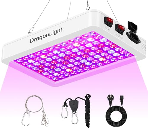 DragonLight 2024 Neueste BW1000 Pflanzenlampe LED Vollspektrum mit UV IR, Doppelchips LED Grow Lampe mit 3-Meter-Kabel für Gewächshaus und Zimmerpflanzen Gemüse und Blumenanbau [Weiß]