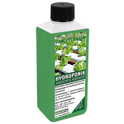 Hydro-Anzucht Nährlösung NPK Voll-Dünger für Kräuter & Gemüse Jungpflanzen in Hydrokultur und Hydroponik Systemen, Home Gardening Dünger 250ml Nährstoffe als Konzentrat (Jungpflanzen Anzucht)