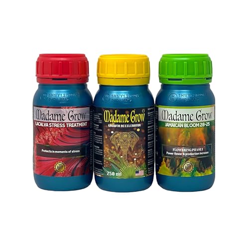 MADAME GROW/Kit Butterfly/Düngemittel für Wurzel, Wachstum, Ernährung, Blüte und Schutz / 100% organische Düngemittel - 3X 250 ml