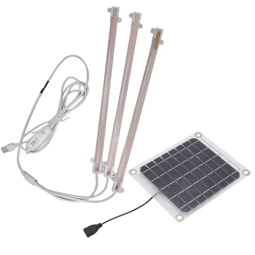 Mokernali Solar Pflanzenlampe, Solar Pflanzenlicht, LED Pflanzenlichtstreifen, Doppelseitige Stromerzeugung, Lichtschlauch mit USB-Kabel, für Balkon Gewächshaus Kräuter Gemüse Blumen(30W)