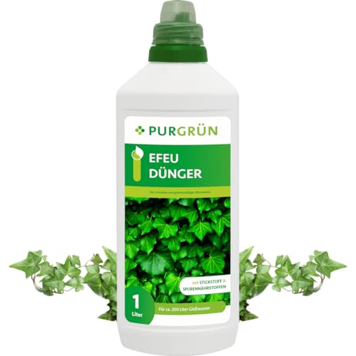 Purgrün® Efeu-Dünger | Schnell wirksame mineralische Rezeptur | Premium-Flüssigdünger mit Spurennährstoffen | NPK 10+4+6 | Fördert kräftiges Wachstum | Wirkt innerhalb von wenigen Tagen | 1 Liter