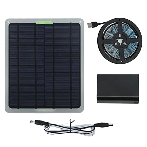 Jeanoko Solar-LED-Wachstumslicht, Solar-Pflanzenwachstums-Lichtstreifen 20 W IP65 Wasserdichter LED-Wachstums-Lampenstreifen mit Batterieschutzbox für Gewächshaus 9,8 Fuß