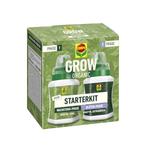 COMPO GROW ORGANIC Starterkit für Spezialkulturen - Dünger für die Wachstums- und Blütenphase Indoor & Outdoor - organisch - 2x250 ml, braun