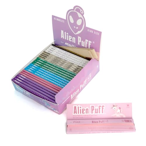 Alien-Puff Rollenpapier, Color Rollenpapier 25 Packs King size long Zigarettenpapier mit tips 825 Blatt, 110mm rolling papers