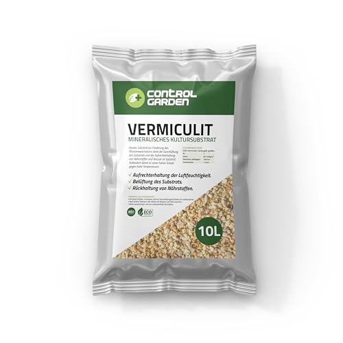 CONTROL GARDEN Vermiculit 10L | Erde für Innen- und Außenpflanzen | Natürliches Substrat für Samen | Hergestellt 10in Spanien