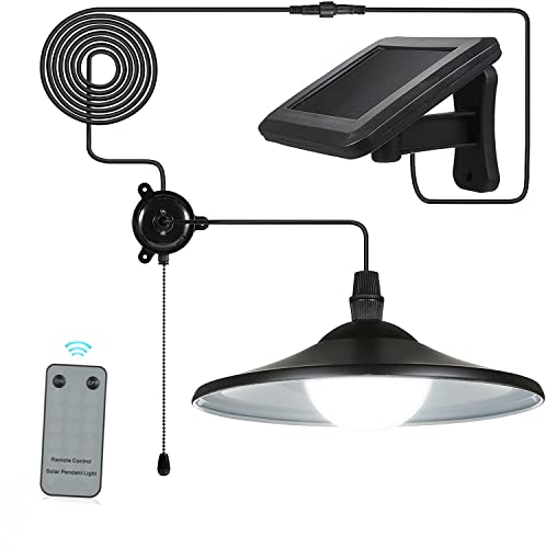 Lixada 3W Solar Hängende Lampe/Solarleuchten mit Fernsteuerungs, Schuppen Licht Hängende Lampe 4 LEDs 50LM（HF-Fernbedienung & Pull-Cord-Schalter）