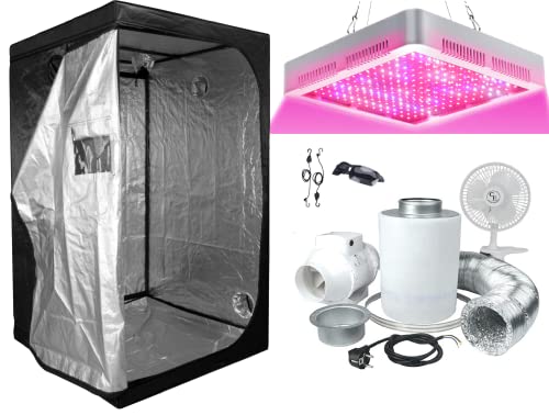 Growbox Komplettset LED 200W Growzelt Vollspektrum Indoor Kit 60 x 60 x 140 cm / 80 x 80 x 160 cm mit Aktivkohlefilter Abluft und Ventilator