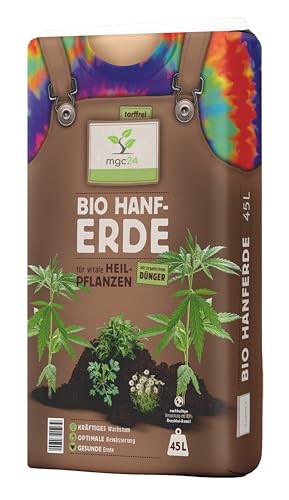 mgc24 Bio Hanferde - Anzuchterde für Cannabis, Kultursubstrat mit organischem Dünger für kräftiges Wachstum und optimale Bewässerung, torffrei - 45 Liter