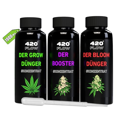 420Flow Cannabis Dünger-Set: Grow, Bloom & Booster – Komplettset für Anfänger, stärkt Blätter, fördert prächtige Blüten & maximiert Geschmack, Einfach zu verwenden 3x(1000ml)
