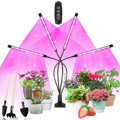 COKOLILA Pflanzenlampe Led, 4 Heads Pflanzenlicht Vollspektrum, Wachstumslampe, Dimmable Grow Light Pflanzenleuchte mit Zeitschaltuhr für Small Zimmerpflanzen