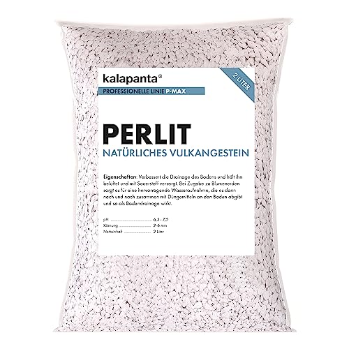 Kalapanta - Natürliches expandiertes Vulkangestein Perlit für den Gartenbau, Zimmerpflanzen, 2 Liter. Verbessert die Drainage und verhindert Wasserstagnation im Substrat. Einzelpackung (1 Stück)
