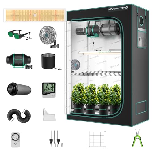 MARS HYDRO TSL2000 Growzelt Komplettset Led Grow Tent Kit LED Grow Light Grow Lampe 120X60X180cm Indoor Grow Set mit 4' Belüftungssatz