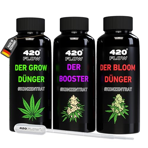 420Flow Cannabis Dünger-Set: Grow, Bloom & Booster – Komplettset für Anfänger, stärkt Blätter, fördert prächtige Blüten & maximiert Geschmack, Einfach zu verwenden 3x(500ml)