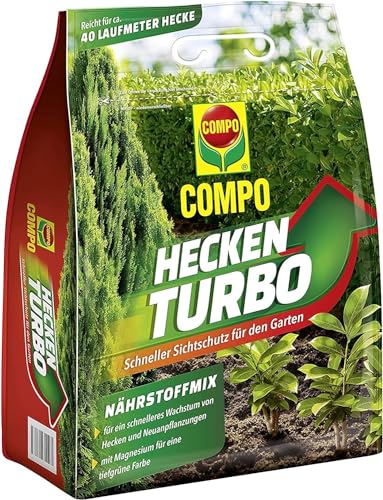 COMPO Heckenturbo - leistungsstarker Spezial-Dünger für Hecken und Neuanpflanzungen - Heckendünger für schnelles Wachstum - 4 kg