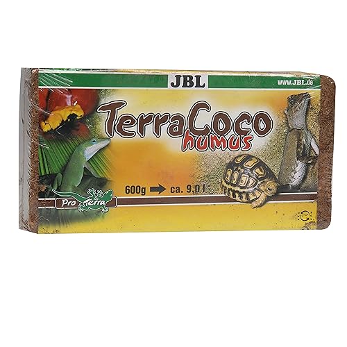 JBL TerraCoco Humus 71026 Bodengrund für alle Terrarientypen Kokoschips komprimiert Torfartig, 600 g, 9 l
