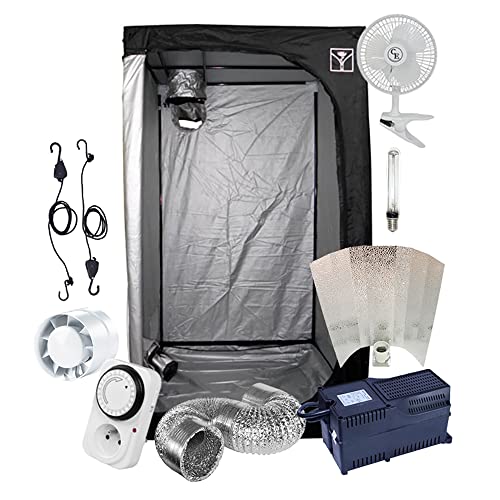 Growbox Komplettset | Anzuchtset mit Zuchtzelt in 3 verfügbaren Größen (80x80/100x100/120x120cm), HPS-Lampe (250W/400W/600W Klasse 2) und Belüftung | Gewächszelt, Starterpaket, sofort einsatzbereit*