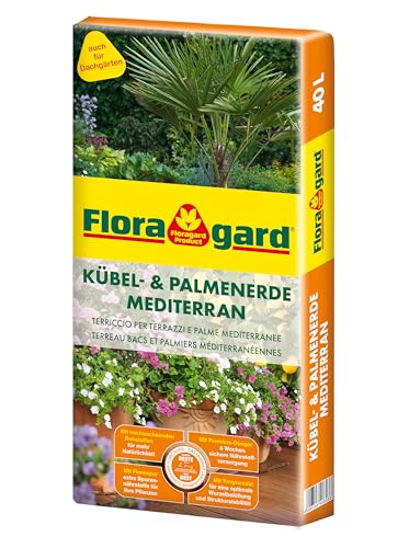 Floragard Kübelpflanzenerde mediterran 40 L - Spezialerde für große Kübel, Zitruspflanzen, Oleander, Oliven - auch für Dachgärten