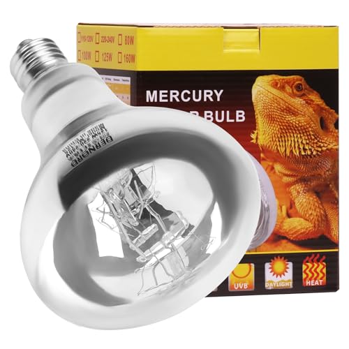 DERNORD UVA UVB Wärmelampe Schildkröte - 160W UV Solar Licht Lampe für Reptilien Gecko Bartagamen Terrarium Strahler Vollspektrum Tageslichtlampe E27 Fassung