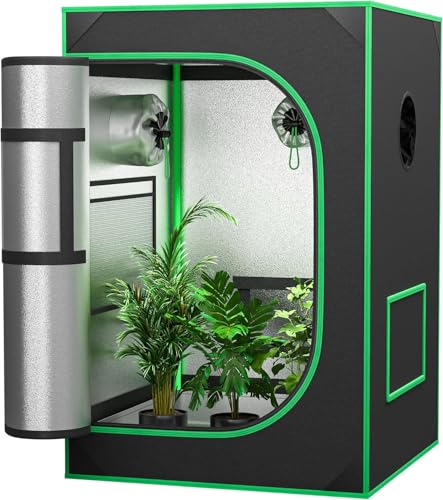 GrowZelt 60x60x140cm 600D Hochdichtes Grow Tent Growtent Pflanzzelt Growschrank Anbau Anbauzelt Hydroponisches System, Wasserdicht, Herausnehmbarer Boden, Dickes Nylongewebe, Stabile Struktur