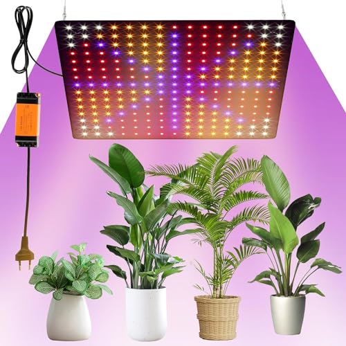Pflanzenlampe LED Vollspektrum 225 LEDs 1000W Pflanzenlampe Anzucht mit 4 Haken Pflanzenleuchte Hängend LED Grow Light fur Gewächshauspflanzen, Gemüse, Blumen (Rot+Blau+Weiß+Orange)