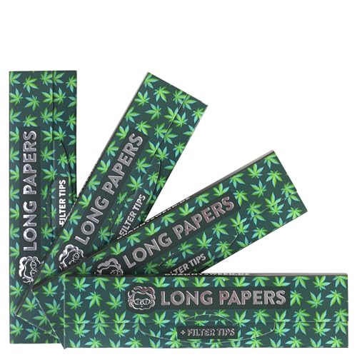 4x Granny's new Long Papers aus Hanf mit Filtertips aus Baumwolle | 108 x 45 mm | King Size | 36 Blatt ungebleicht | 36 Tips aus Baumwolle | organic hemp mit Tips