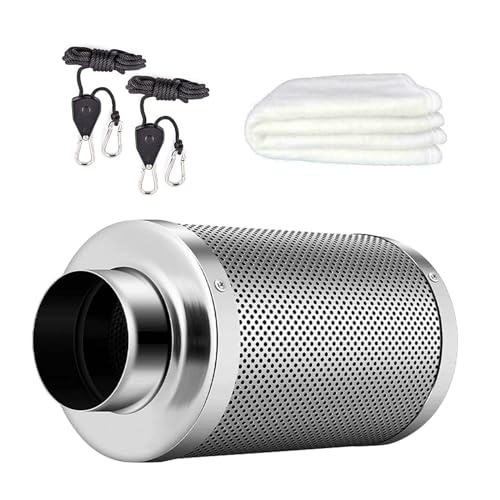 Aktivkohlefilter, 100mm Luft Filter Geruchsfilter Abluft Filter Aktivkohlefilter Grow Inklusive Vorfilter GeruchswäScher Set für Inline Ventilator Growzelt für Grow ZelträUme Umkehrbarer Flansch