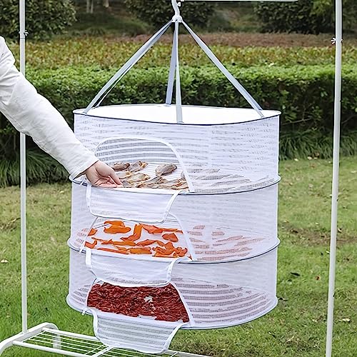 DAZZTIME Trockennetz Kräuter,3-Lagiges Mesh Trockennetz für KräUter,HäNgendes Trockennetz,Faltbar Kräutertrockner Mit ReißVerschlüssen,Zum Trocknen von Samen Fisch Gemüse Obst Tasche Kräuter