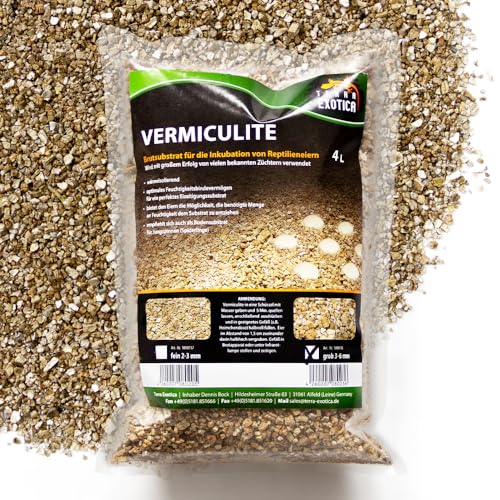 Vermiculite grob 3-6 mm Terrarium Bodengrund - Terrariensubstrat Brutsubstrat für Reptilien - Inkubationssubstrat für Reptilieneier - steril, bakterien- und keimfrei (ca. 4 Liter)